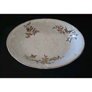 Vintage Bird Floral Oval Bowl Dish Decorative Serving Platter Decor 9.5"